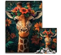 1000 Piece Jigsaw Puzzles Flowers Giraffe Wooden Jigsaw Puzzles Games Toys Gift, Enhance Love between Couples for Age 14+ 50X75CM