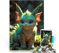 1000 Piece Jigsaw Puzzles for Adults A cat dragon glowing green Difficult and Challenge deal as gifts for the whole family 50x70cm