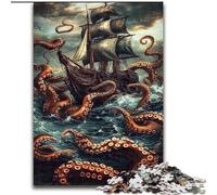 1000 Piece Jigsaw Puzzles for Adults A Ship Entangled in Tentacles Jigsaw for Teenagers, Family Game Night, Brain-Challenging Gift Idea (size 50x75cm)