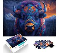 1000 Piece Jigsaw Puzzles for Adults Abstract Animals Bison Made of cardboard for and from 14 years and over Family Fun It is ideal as a gift for the whole family。size：38x52cm/14.96x20.47inch