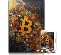 1000 Piece Jigsaw Puzzles for Adults Abstract Bitcoin Symbol Educational Game Family Activities Secret Santa Gifts Size 50x75cm