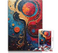 1000 Piece Jigsaw Puzzles for Adults Abstract Face with Circular Elements V Educational Game Family Activities Secret Santa Gifts Size 38x26cm