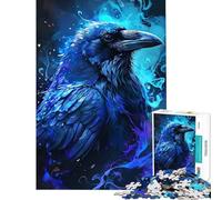 1000 Piece Jigsaw Puzzles for Adults Abstract Raven Blue Flames Fun at Home Activities, Difficult Hard DIY Toys Suitable for People Aged 14 And Above (50x75cm)