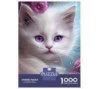 1000 Piece Jigsaw Puzzles for Adults Adorable White Cat Artwork Adult Jigsaw Puzzle Toy Wall Decor Wall Decoration Unique Gifts for Birthday And Christmas 70x50cm/1000pcs