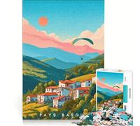 1000 Piece Jigsaw Puzzles for Adults Affiche Pays Basque, Family Games, Staycation Kill Time, Unique Birthday And Xmas Gifts 38x52cm