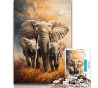 1000 Piece Jigsaw Puzzles for Adults African Animal Elephant 1000 Piece Jigsaw,Fun Activity for Home, Rainy Days Toys, Birthday Gifts 26x38cm
