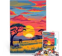 1000 Piece Jigsaw Puzzles for Adults African Sunset with Elephants Lustige Spiele Wunschliste mit dem Weihnachtsmann52x38cm