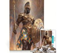 1000 Piece Jigsaw Puzzles for Adults African Warrior with Golden Armor, Practical Game, Improve Memory, Deal As Gifts for The Whole Family 38x26cm