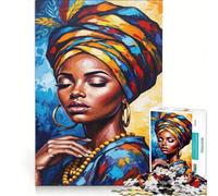 1000 Piece Jigsaw Puzzles for Adults African Woman Portrait with Turban, Practical Game, Improve Memory, Deal As Gifts for The Whole Family 38x26cm