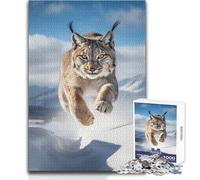 1000 Piece Jigsaw Puzzles for Adults Airborne Snow Lynx Big Cat Educational Game Family Activities Secret Santa Gifts Size 50x75cm