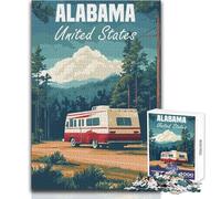 1000 Piece Jigsaw Puzzles for Adults Alabama Travel Poster Educational Game Family Activities Secret Santa Gifts Size 38x26cm