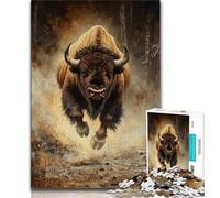 1000 Piece Jigsaw Puzzles for Adults American Bison Oil Painting,Educational Family Game Wall Decoration Unique Birthday And Xmas Gifts (75x50cm)