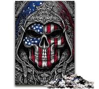 1000 Piece Jigsaw Puzzles for Adults American Flag Skull Learning Educational Toys Family Games Enhance Love between Couples 50x75cm