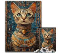 1000 Piece Jigsaw Puzzles for Adults Ancient Egyptian Cat Wooden Jigsaw Puzzles Intricate Design for Teenagers, DIY Decor, And Brain-Boosting Fun 50X75CM