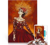 1000 Piece Jigsaw Puzzles For Adults and teenagers “Day of the Dead Woman in Red” Made of wood,for and 14 years and over Home Decoration game Christmas Birthday Gift。size:50x75cm/14.96x20.47inch