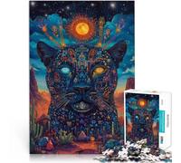 1000 Piece Jigsaw Puzzles For Adults and teenagers Fantasy Black Panther Art Made of wood，for ages 14 and over Fun games Unique Birthday size：50x75cm/14.96x20.47inch