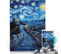 1000 Piece Jigsaw Puzzles For Adults and teenagers Great Wall Starry Night Made of cardboard Suitable for ages 14 and up Home Art Decor Artists' Collection, Fine Arts。size：26x38cm/10.24x14.96inch