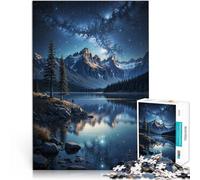 1000 Piece Jigsaw Puzzles For Adults and teenagers “Starlit Lake Serenity” Made of cardboard，Suitable for ages 14 and up Educational game for families Unique Birthday size：38x52cm