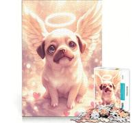 1000 Piece Jigsaw Puzzles for Adults Angel Pug with Halo And Wings, Practical Game, Improve Memory, Deal As Gifts for The Whole Family 38x52cm