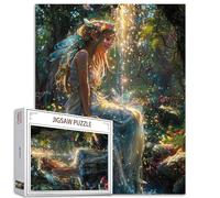 1000 Piece Jigsaw Puzzles for Adults Angels in Forest Garden Painting Jigsaw Puzzle Magical Glistening Fairy 1000 Pieces Puzzles Game Smile Girl Landscape Art Wall Decor DIY Craft Gift