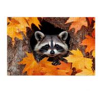 1000 Piece Jigsaw Puzzles for Adults, Animal Puzzles for Adults, Gift for Women, Men, Christmas, Family Wooden Puzzle Educational Games, Challenging Adult Jigsaws, Box Packaging, Raccoon Pattern, F-63