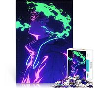 1000 Piece Jigsaw Puzzles for Adults Anime Boy with Neon Flames Mustermontage Tolles Geschenk für Spiele52x38cm