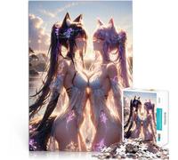 1000 Piece Jigsaw Puzzles for Adults Anime Fox Girls Sunset Für Familienspaß Geburtstagsgeschenk, Geschenke52x38cm