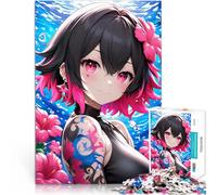 1000 Piece Jigsaw Puzzles for Adults Anime Girl with Pink Hair and Tattoo Mustermontage Gutes Geschenk75x50cm