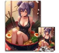 1000 Piece Jigsaw Puzzles for Adults Anime Pinup Girl in Ramen Bowl Paper Jigsaw Puzzles Brain Challenge Gift Educational Activity for Teenagers 1000 PCS(38x26cm)