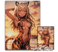 1000 Piece Jigsaw Puzzles for Adults Anime Tiger Girl Puzzles for Adults Challenging Brain Teaser Family Activity Home Decor 1000 PCS(38x26cm)