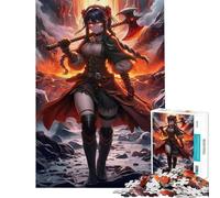 1000 Piece Jigsaw Puzzles for Adults Anime Warrior Girl with Fiery Axe Jigsaw Puzzle Hands-on Game But Fun And Humorous for Is Ideal As A Gifts (Size 38x52cm)