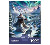 1000 Piece Jigsaw Puzzles for Adults Arctic Fantasy Warrior with Wolves Puzzles for Adults Anti-Stress Toys Analysis And Logic Difficult And Challenge 52x38cm/1000pcs