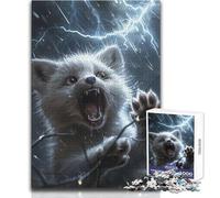 1000 Piece Jigsaw Puzzles for Adults Arctic Fox Lightning Brainteaser Family Games Stress Reliever Gift For Birthdays Size 38x52cm