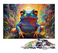 1000 Piece Jigsaw Puzzles for Adults Art Animal Frog Wooden Puzzles High-Difficulty Brain Teaser for Teenagers 50x75CM/19.68x29.52inch