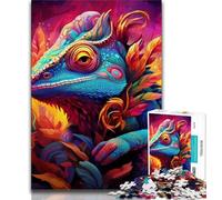 1000 Piece Jigsaw Puzzles for Adults Art Chameleon Teenager Jigsaw,Family Entertainment Toys with Matching Poster And Trivia Sheet (size 75x50cm)