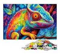 1000 Piece Jigsaw Puzzles for Adults Art Chameleon Wooden Puzzles High-Difficulty Brain Teaser for Teenagers 50x75CM/19.68x29.52inch