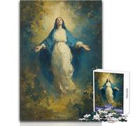 1000 Piece Jigsaw Puzzles for Adults Ascension of Mary Painting Tough Challenge Brain Teaser Game Suitable for Ages 14 And Up (size 38x26cm)