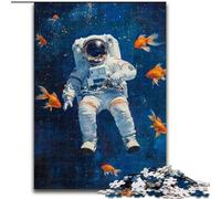 1000 Piece Jigsaw Puzzles for Adults Astronaut Goldfish, Analysis And Logic with Fully Interlocking Randomly Shaped Pieces for And Age 14 Years Up 26x38cm