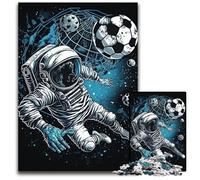 1000 Piece Jigsaw Puzzles for Adults Astronaut Playing Football Wooden Jigsaw Challenging Brain Teaser for Teenagers Family Game Night Fun 1000 PCS(75x50cm)