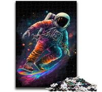 1000 Piece Jigsaw Puzzles for Adults Astronaut Skating in Space Staycation Kill Time with Fully Interlocking Randomly Shaped Pieces 26x38cm