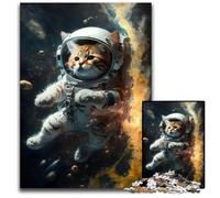 1000 Piece Jigsaw Puzzles for Adults Astronaut Space Cat Paper Jigsaw Challenging Brain Teaser for Teenagers Family Game Night Fun 1000 PCS(38x26cm)