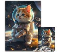 1000 Piece Jigsaw Puzzles for Adults Astronaut Space Cat Paper Jigsaw Challenging Brain Teaser for Teenagers Family Game Night Fun 1000 PCS(38x26cm)