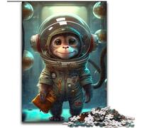 1000 Piece Jigsaw Puzzles for Adults Astronaut Space Monkey Ape Wooden Puzzles Perfect for Halloween, Christmas, Birthday Gift size 50x75cm
