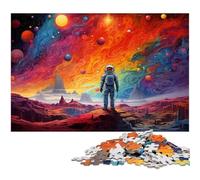 1000 Piece Jigsaw Puzzles for Adults Astronaut Standing on Colorful Galaxy Jigsaw Puzzle Artwork for Teenager Age 14 Years Up 1000 PCS(38x26cm)
