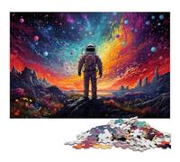 1000 Piece Jigsaw Puzzles for Adults Astronaut Standing on Colorful Galaxy Jigsaw Puzzle Artwork for Teenager Age 14 Years Up 1000pcs(75x50cm)