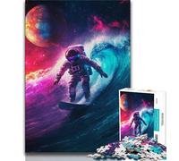 1000 Piece Jigsaw Puzzles for Adults Astronaut Surfing Adult Puzzles,Stress Reliever Staycation Kill Time Home Decoration Toys 75x50cm