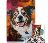 1000 Piece Jigsaw Puzzles for Adults Australian Shepherd, Family Game Stress Reliever Difficult Challenge,Enhance Love between Couples for Ages 14+ 38x26cm