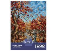 1000 Piece Jigsaw Puzzles for Adults Autumn Path with Stone Lantern Painting Adult Jigsaw Hands-on Game Analysis And Logic Parent-child Interaction 52x38cm/1000pcs