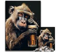 1000 Piece Jigsaw Puzzles for Adults Baboon Beer Wooden Jigsaw Puzzles Brain Challenge Gift Educational Activity for Teenagers 1000 PCS(75x50cm)
