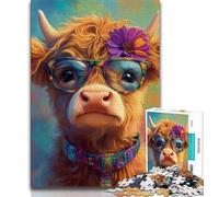 1000 Piece Jigsaw Puzzles for Adults Baby Yak Wearing Glasses Puzzles for Adults,Family Game Stress Reliever Difficult Challenge Suitable for Couples (size 75x50cm)